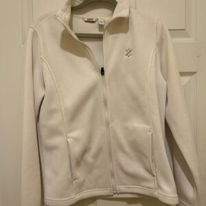 Izod White Jacket Full Zip Stand-Up Collar
